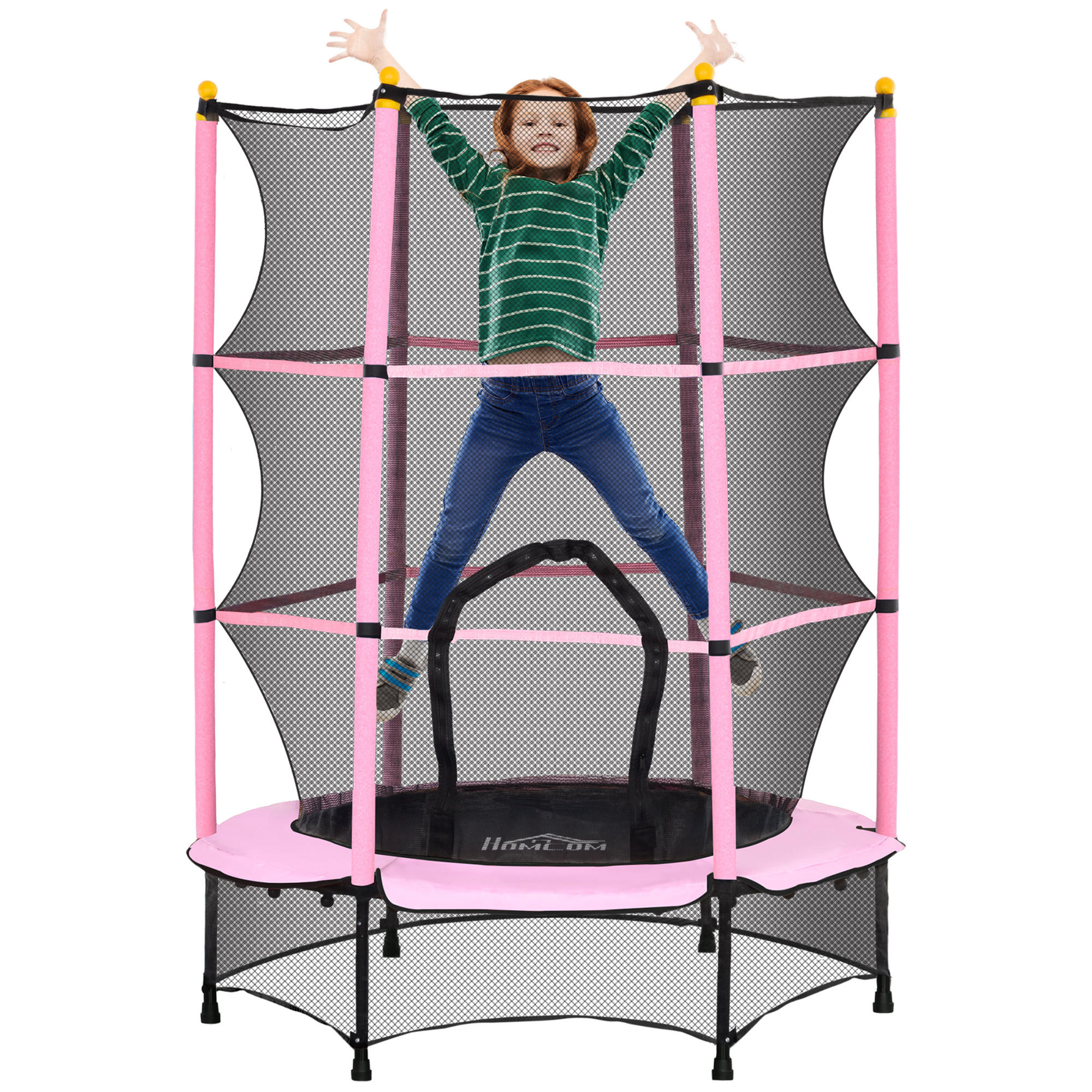 KINDERTRAMPOLIN - Rosa, Kunststoff/Metall (140/140cm) - HOMCOM