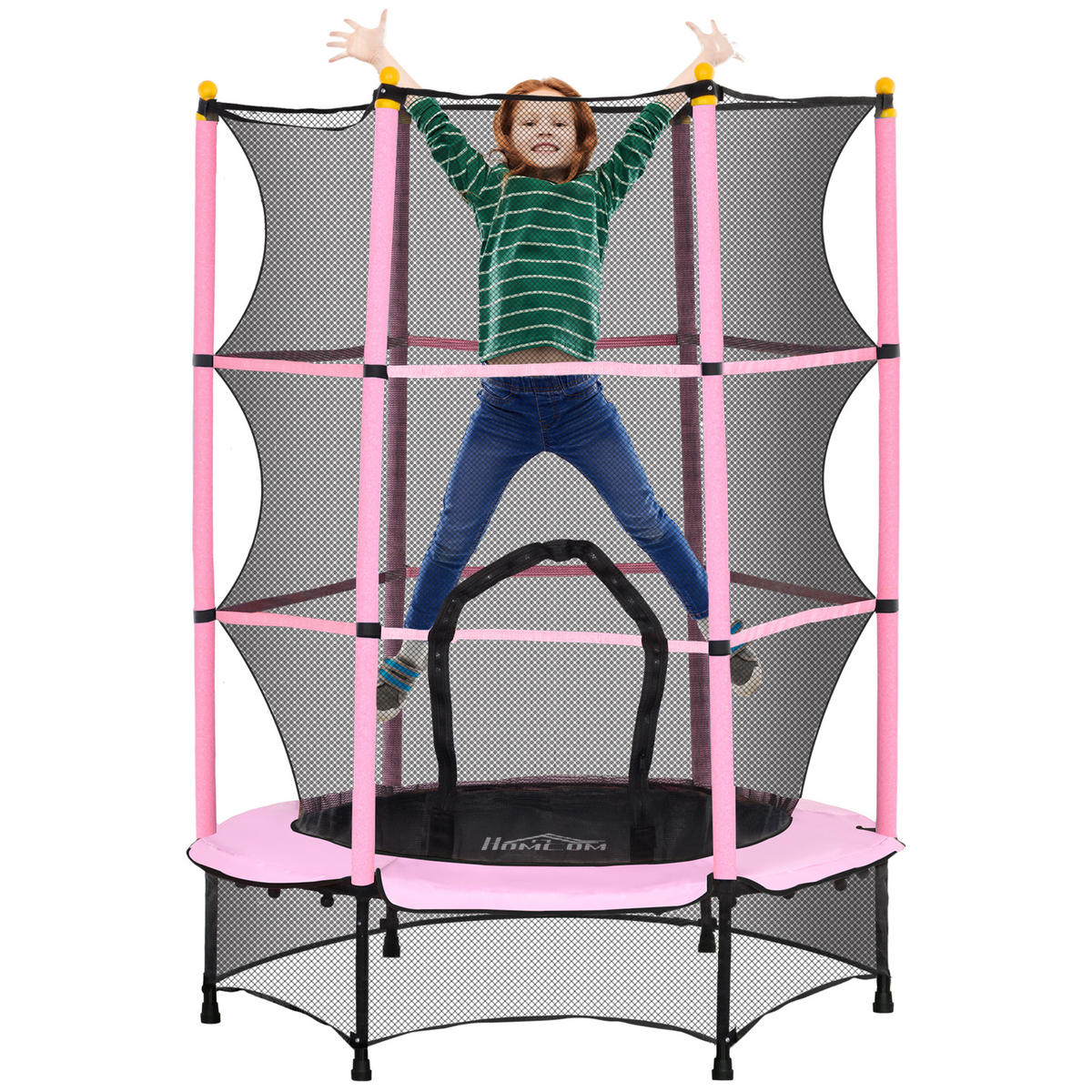 KINDERTRAMPOLIN - Rosa, Kunststoff/Metall (140/140cm) - HOMCOM