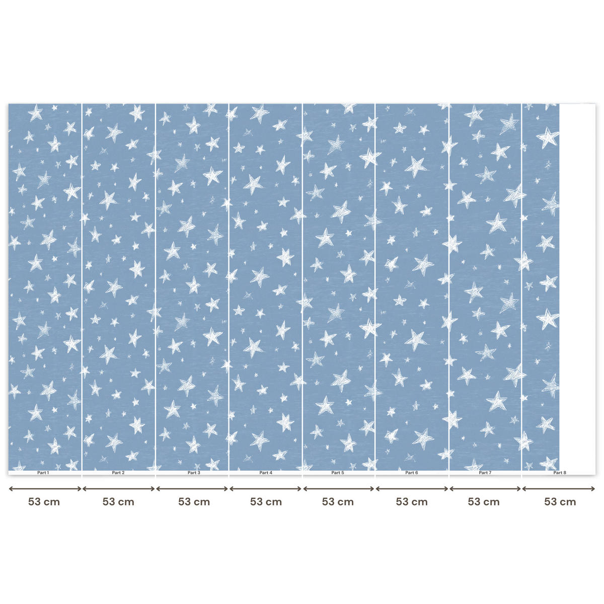 KINDERTAPETE - Sterne - Muster - Blau - 400x280 cm - Hellblau, Papier (400/280cm) - OnlyWow