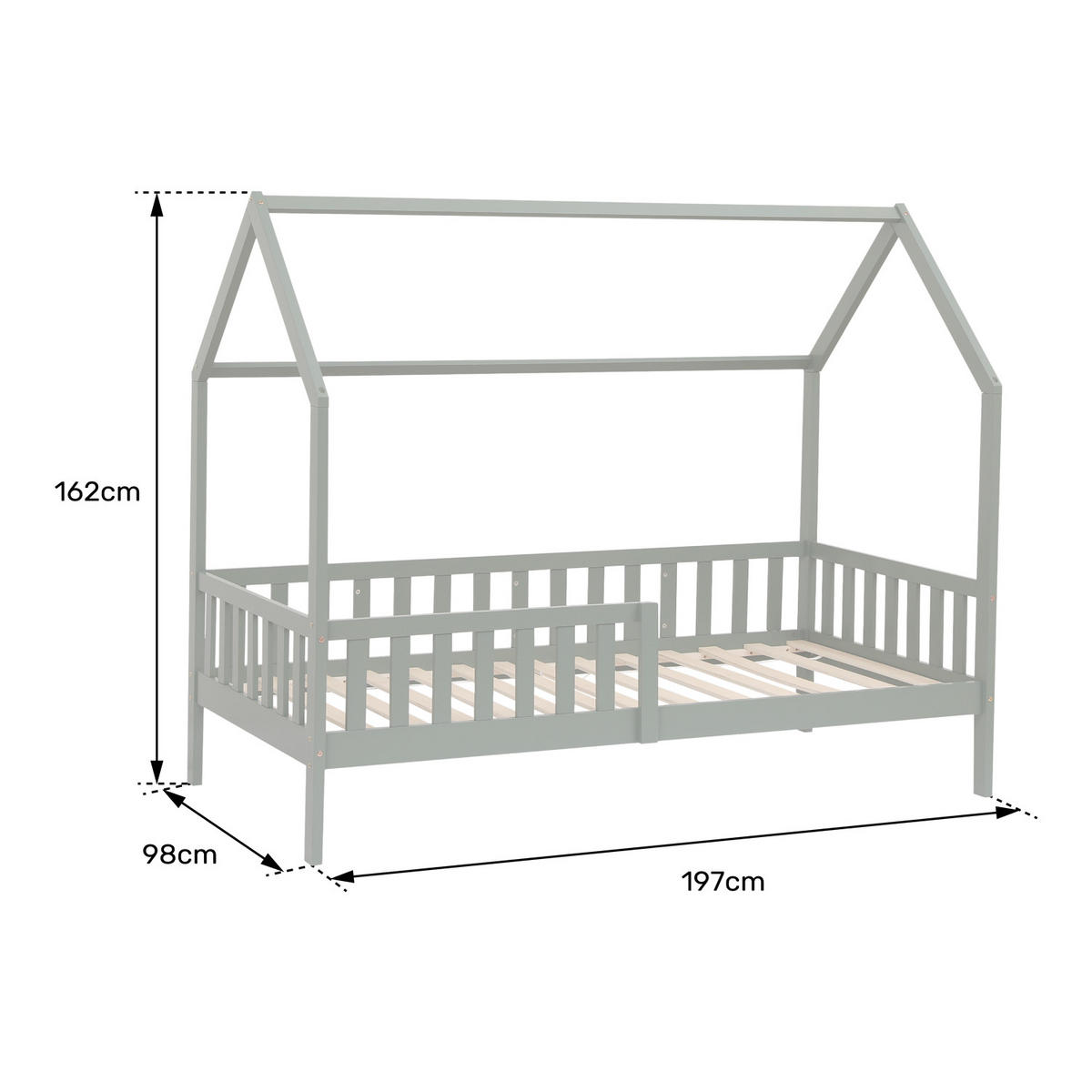 KINDERBETT Marceau 190/90 cm - Braun, Holz - Happy Garden