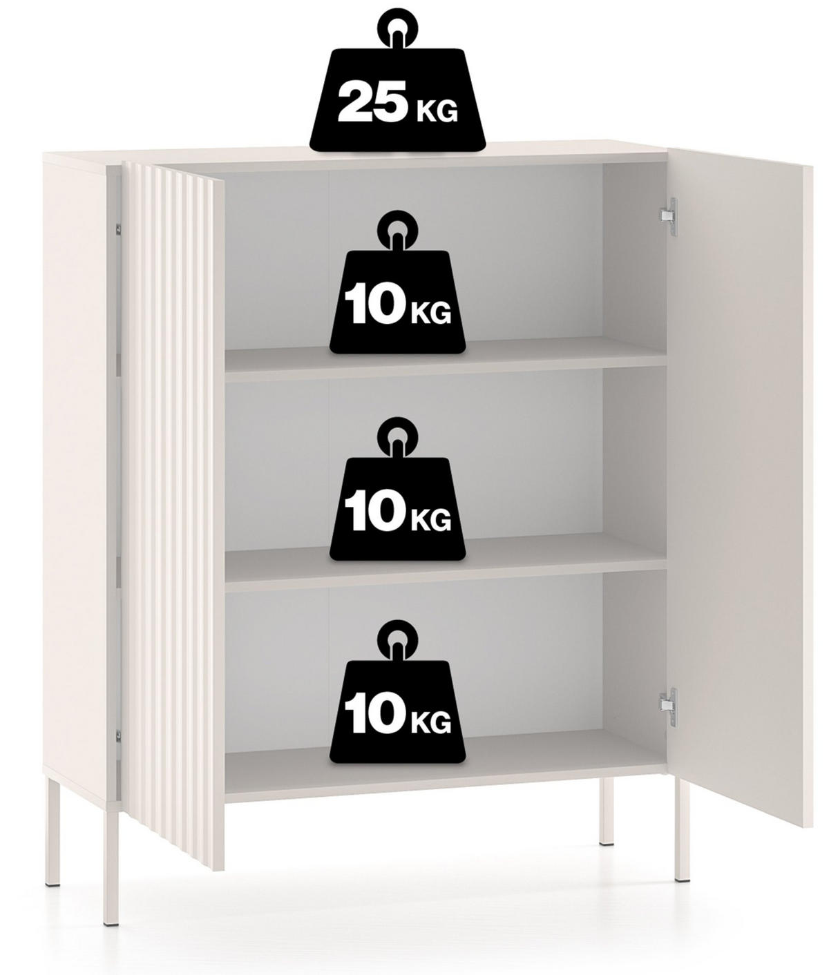 HIGHBOARD Derriva Hellbeige 100 cm - Ecru/Beige, Holzwerkstoff/Metall (100/120/37cm) - Selsey