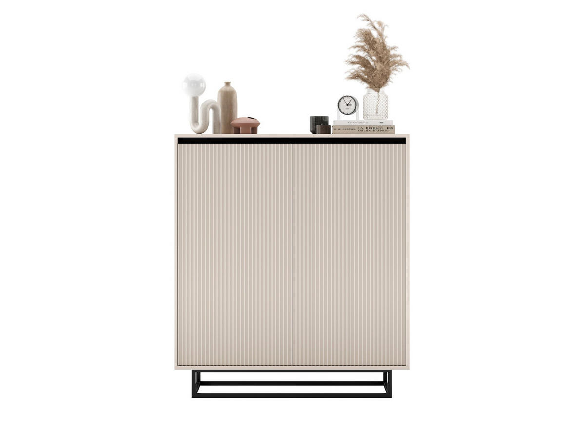 HIGHBOARD Selene 2D Kachmir Matt 111 cm - Kaschmir/Schwarz, Holzwerkstoff/Metall (111/125/35cm) - Meble Lindner