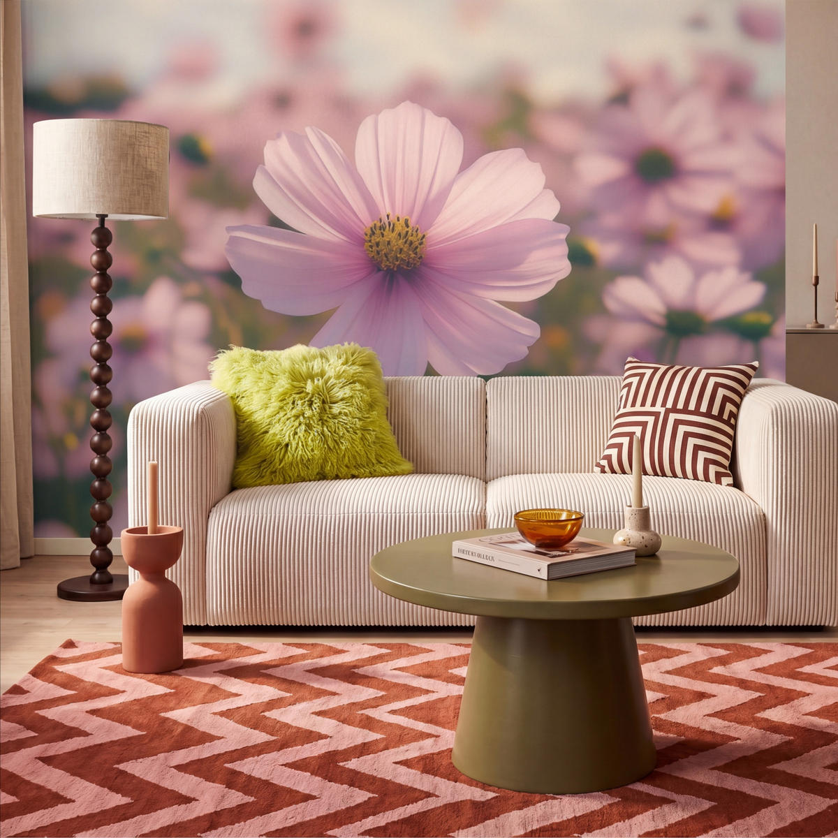 TAPETE - Blumen - Lila - Unscharf - 300x200 cm - Rosa, Papier (300/200cm) - OnlyWow
