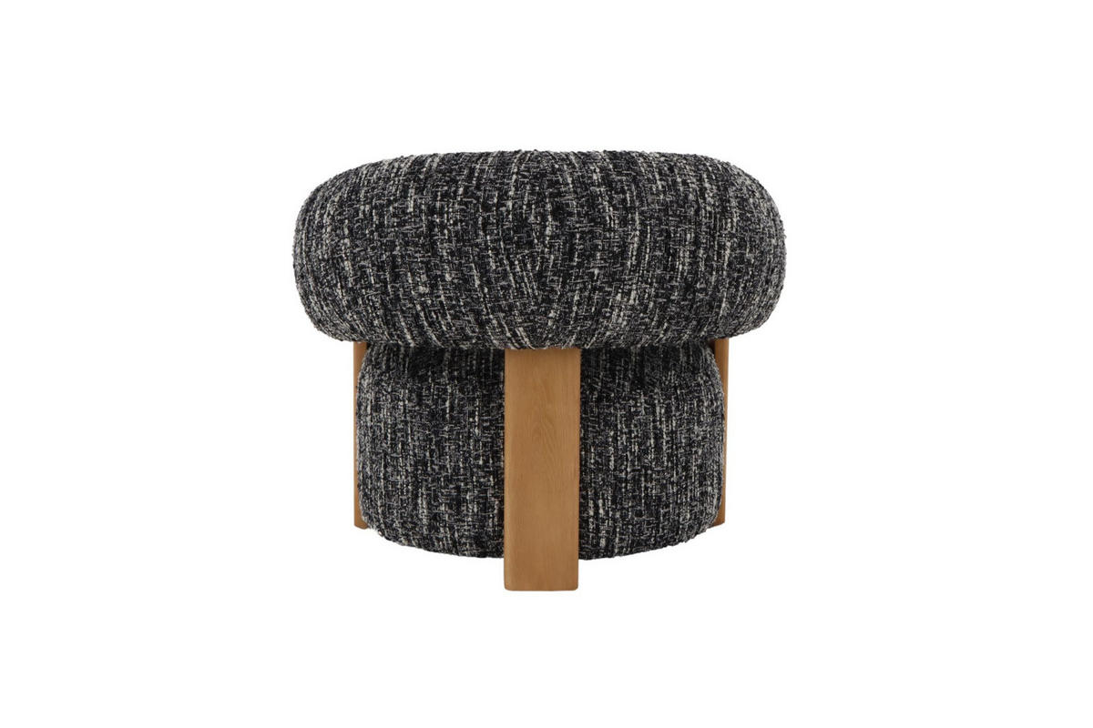 SESSEL Nature, Natur Massiveiche + schwarz-weißer Stoff - Multicolor, Holz (92/79/80cm) - WOODEK