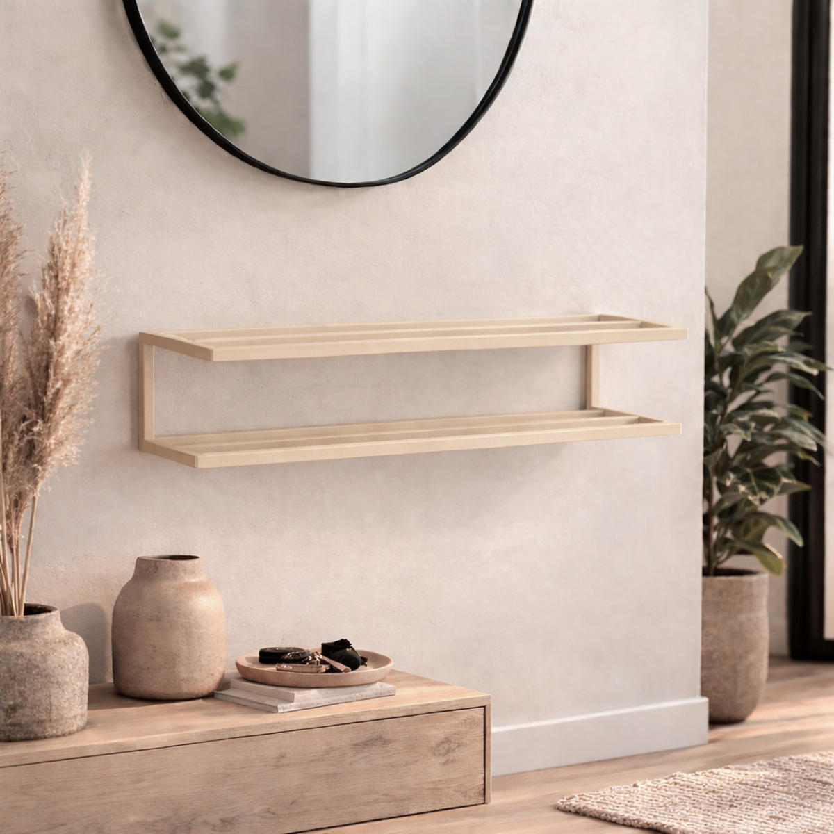 SCHUHABLAGE Stora Beige - Beige, Metall (80/20/30cm) - LOFT42