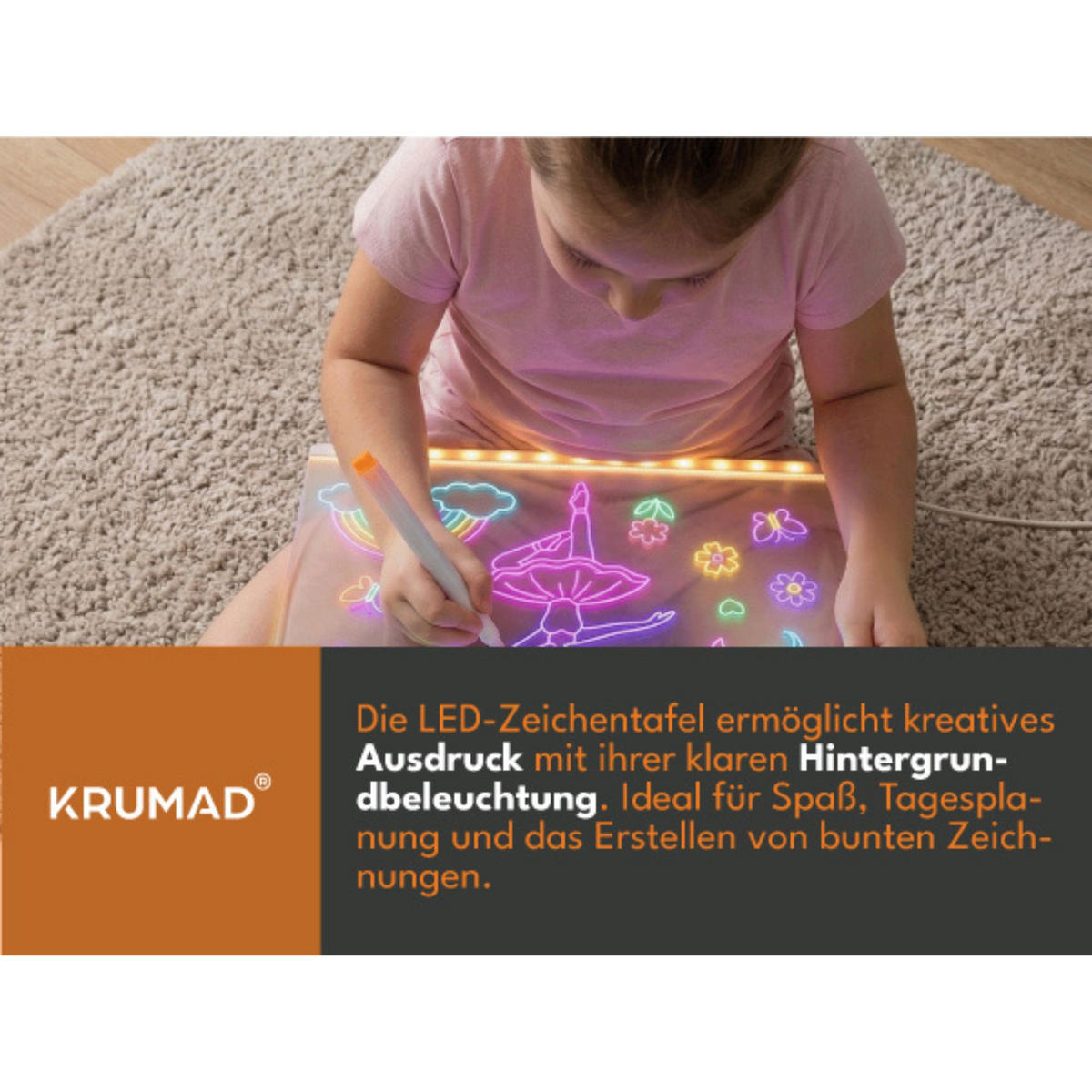 NOTIZTAFEL LED mit Farben - Transparent, Kunststoff (20/20/30cm) - KRUMAD
