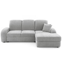 ECKSOFA VIBE S Rechts mit Schlaffunktion 130x202 Chenille Hellgrau - Hellgrau/Schwarz, Holz/Kunststoff (160/250cm) - Muffo