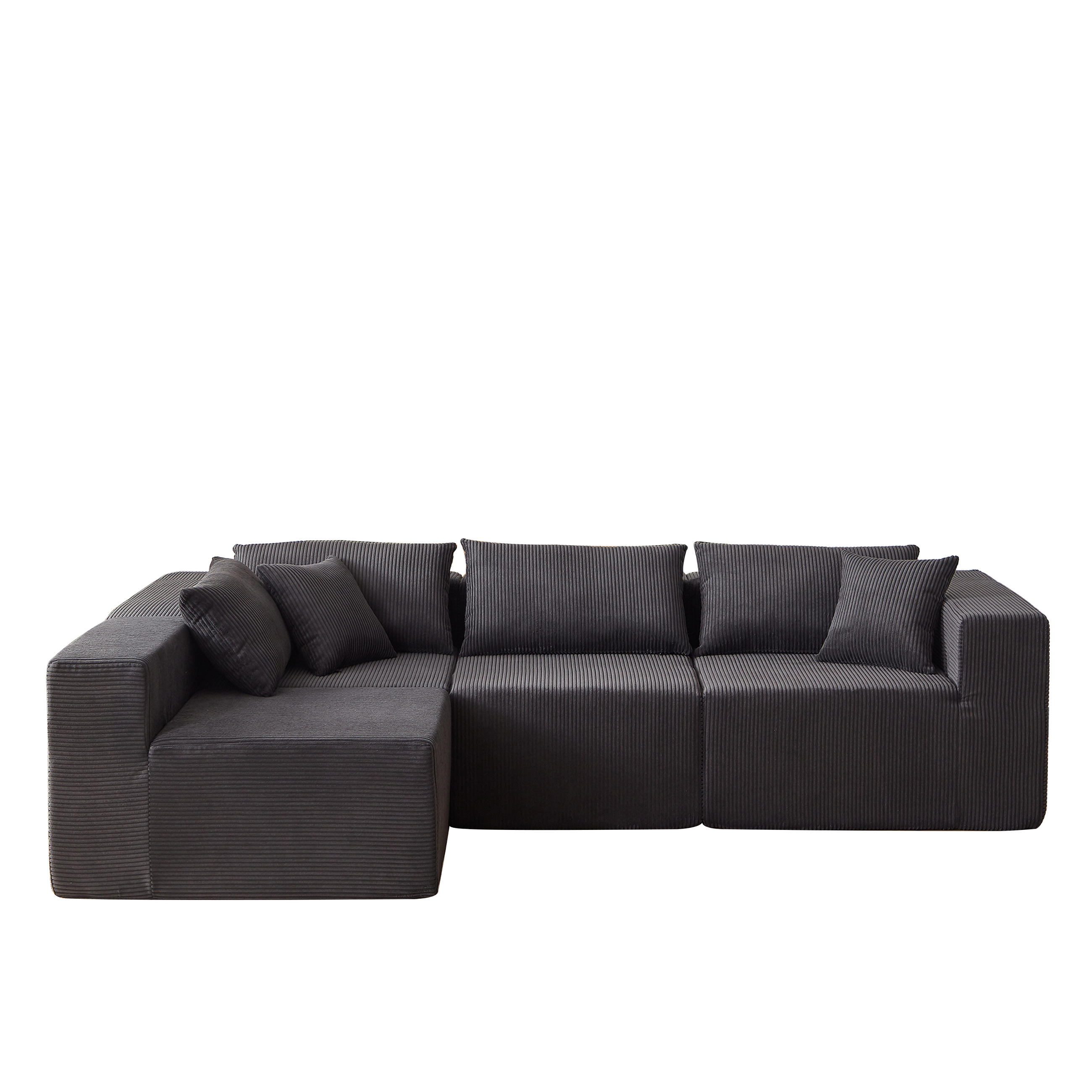 ECKSOFA 264/167/71 cm Schwarz Cord, 4 Sitze - Schwarz, Textil (167/264cm) - Oxeza