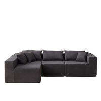ECKSOFA 264/167/71 cm Schwarz Cord, 4 Sitze - Schwarz, Textil (167/264cm) - Oxeza