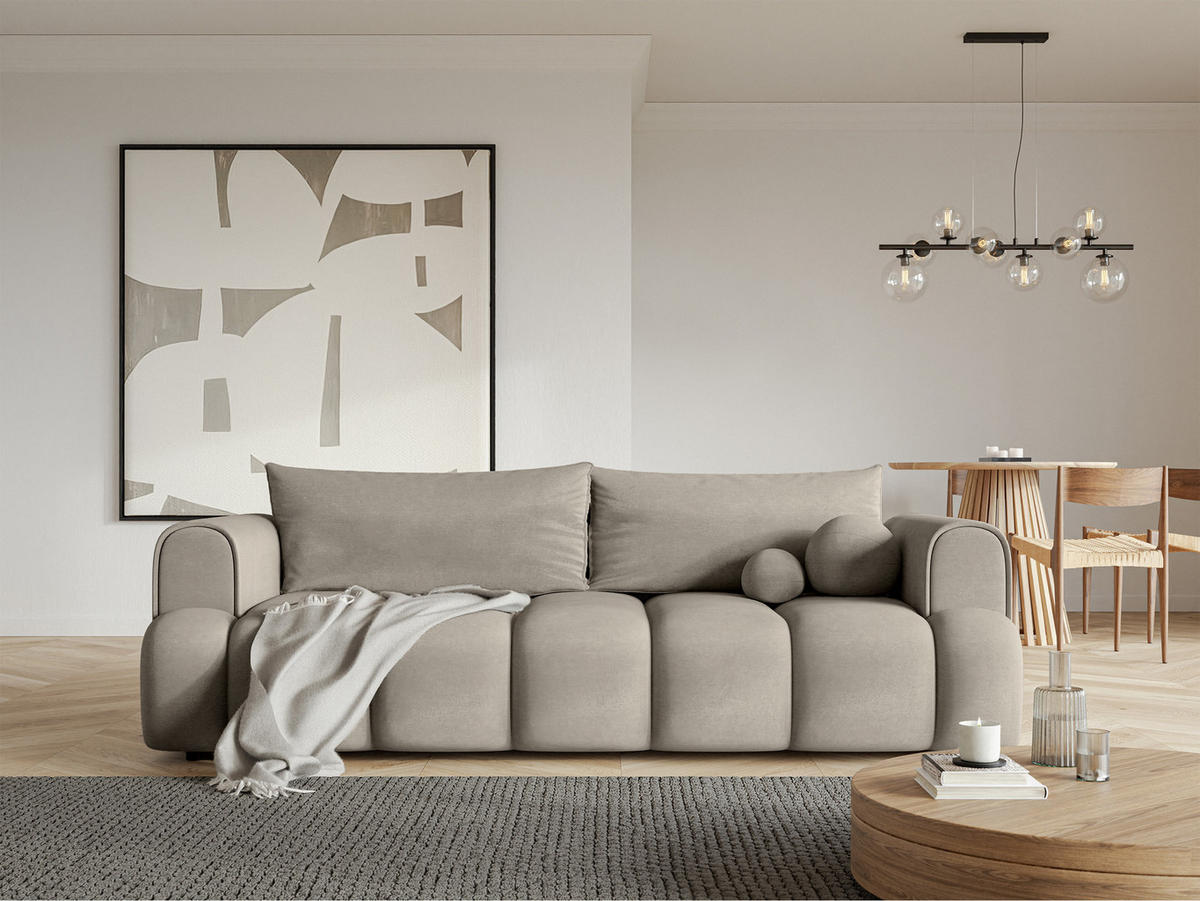 SCHLAFSOFA Dandelino Grau Velours - Schwarz/Grau, Kunststoff/Textil (250/90/112cm) - Selsey