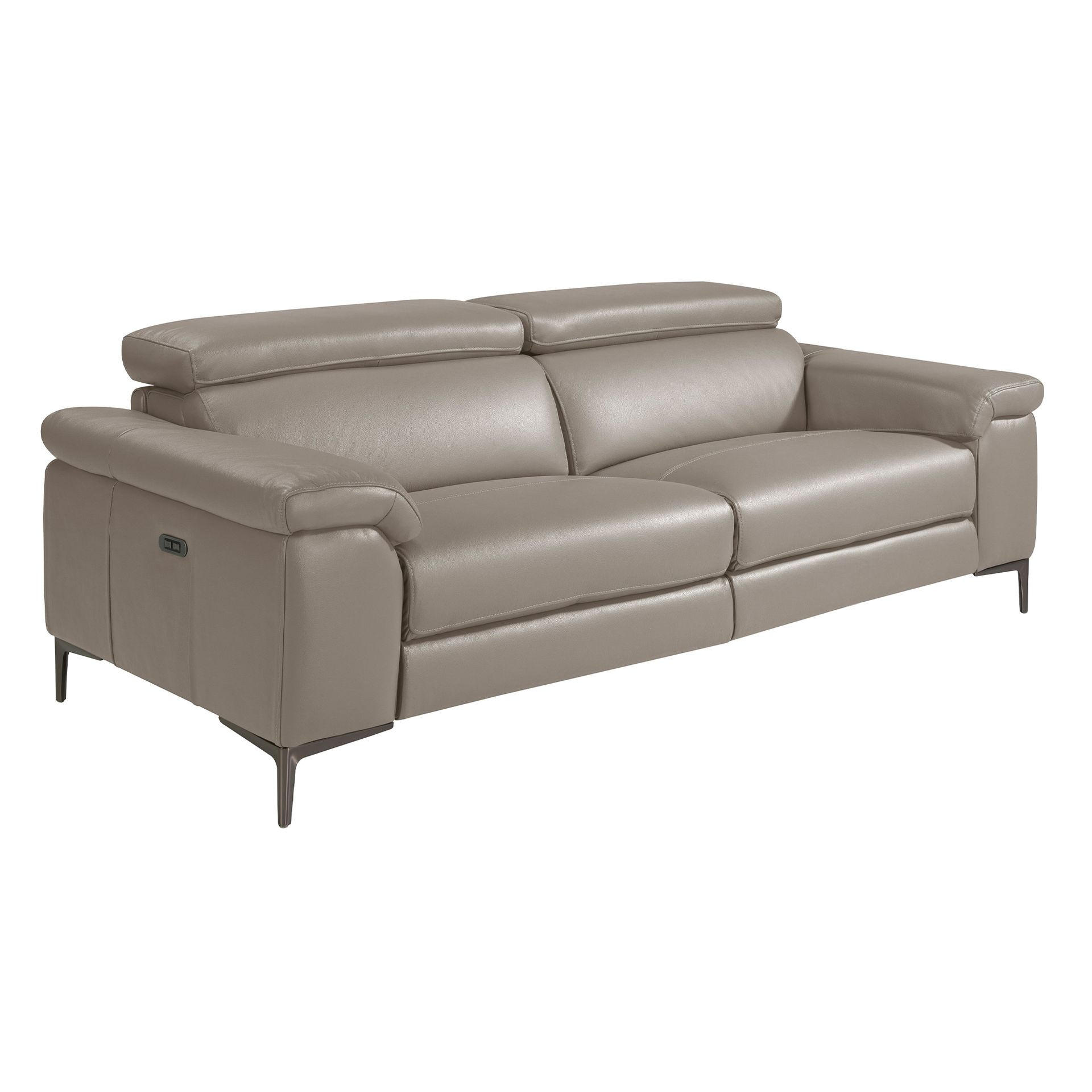 SOFA 3-sitzer relaxsofa aus dunkelgrauem leder 214/102/97 cm - Dunkelgrau/Grau, Leder (214/97/102cm) - ANGEL CERDA