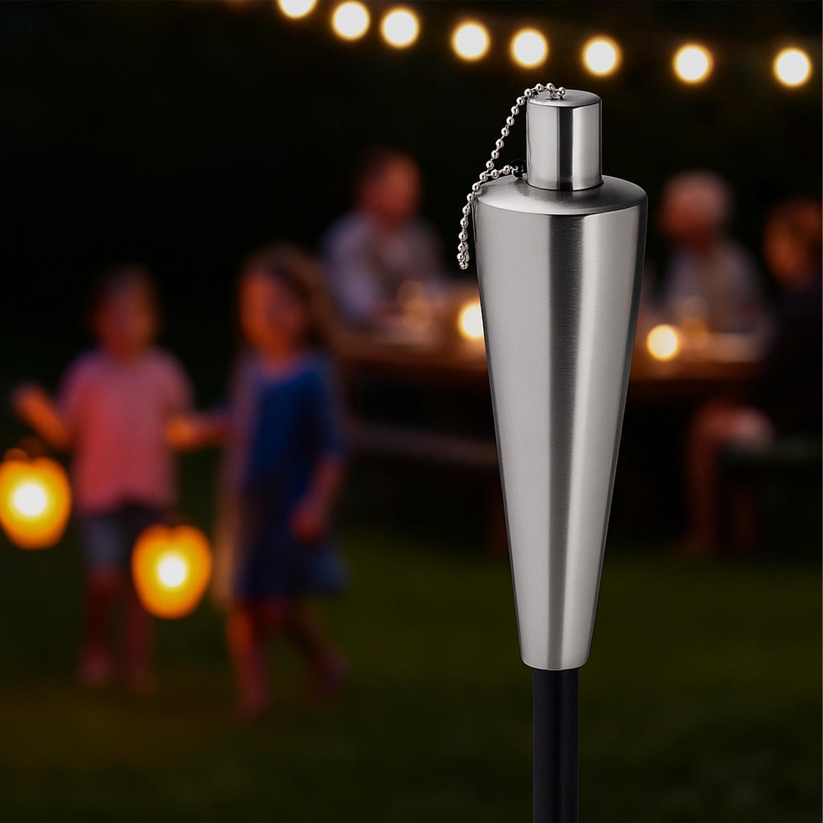 3xGARTENFACKEL - Schwarz, Metall (115cm) - Relaxdays