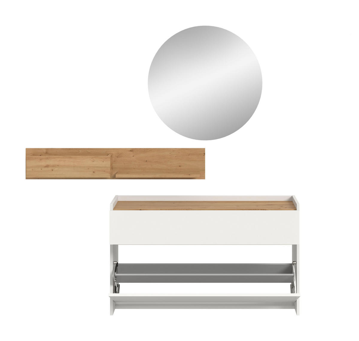 GARDEROBE Flow 3-tlg. (B/H/T: ca. 140/197/32 cm) in Weiß/weiß - Weiß, Holzwerkstoff (140/197/32cm) - Homes & Jones