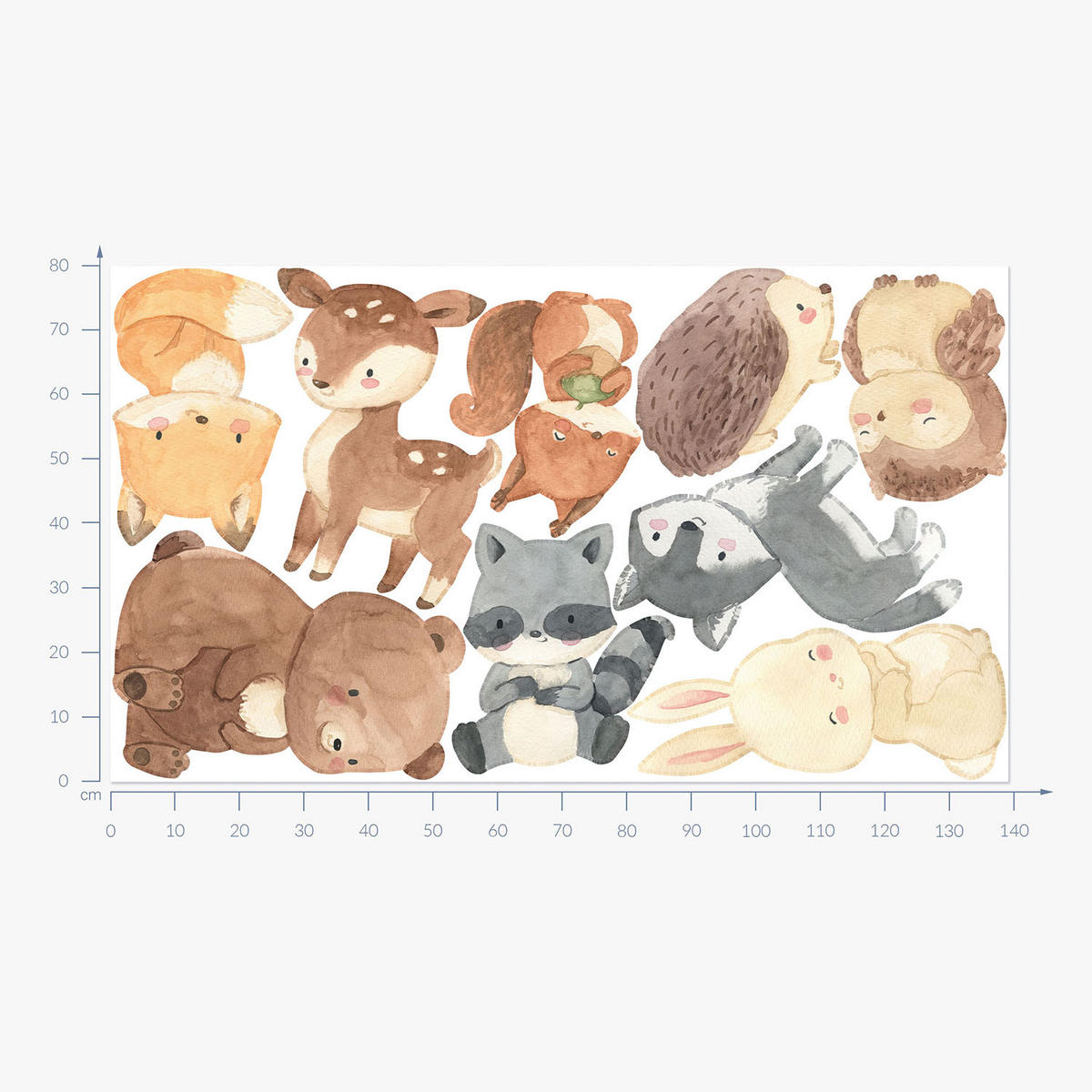 WANDAUFKLEBER 80x139cm - Waldtiere - Multicolor, Kunststoff (80/139/0.1cm) - Wallfluent