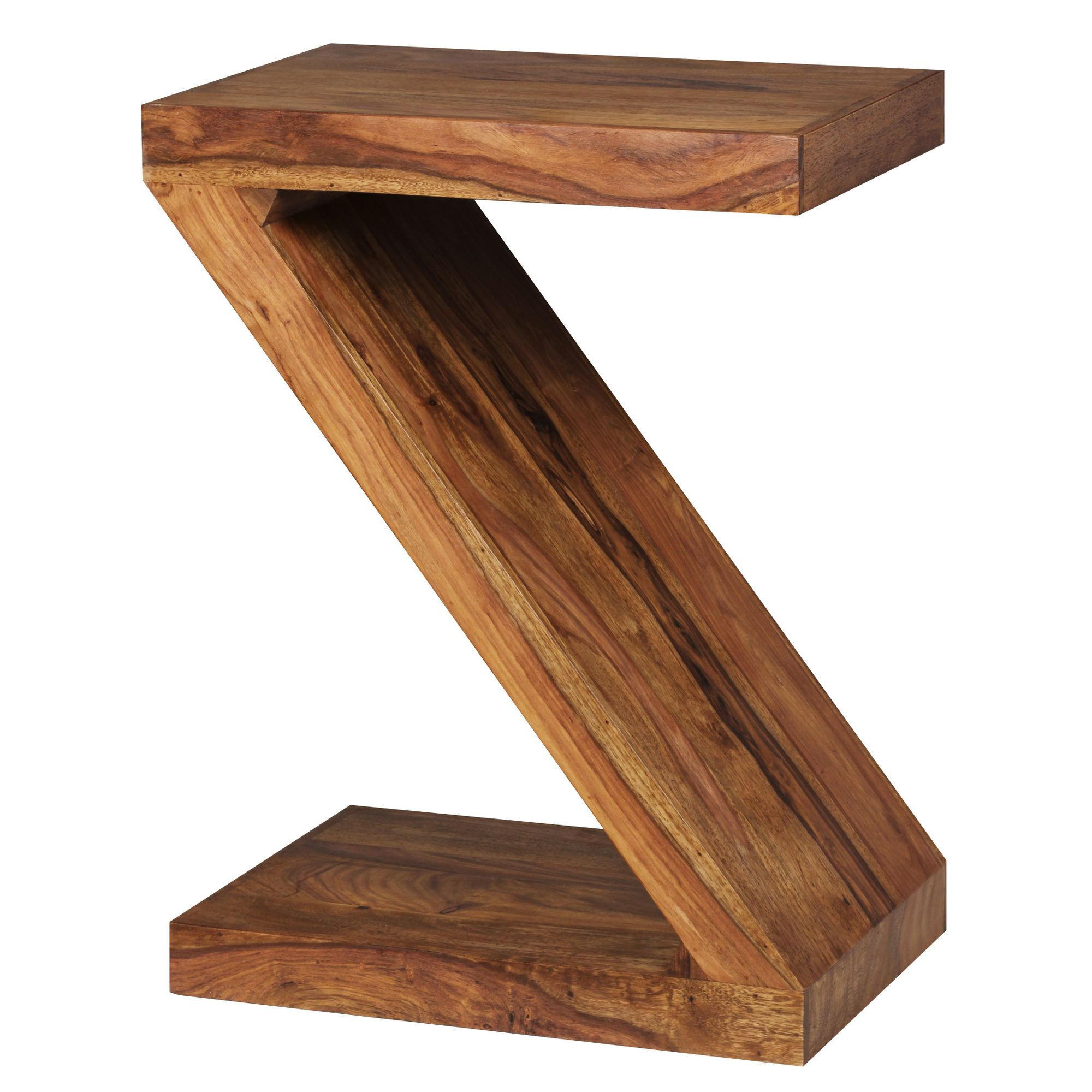BEISTELLTISCH Massivholz Z-Form Handgefertigt, Braun 44x30x59 cm - Braun, Holz (30/44/59cm) - KADIMA DESIGN