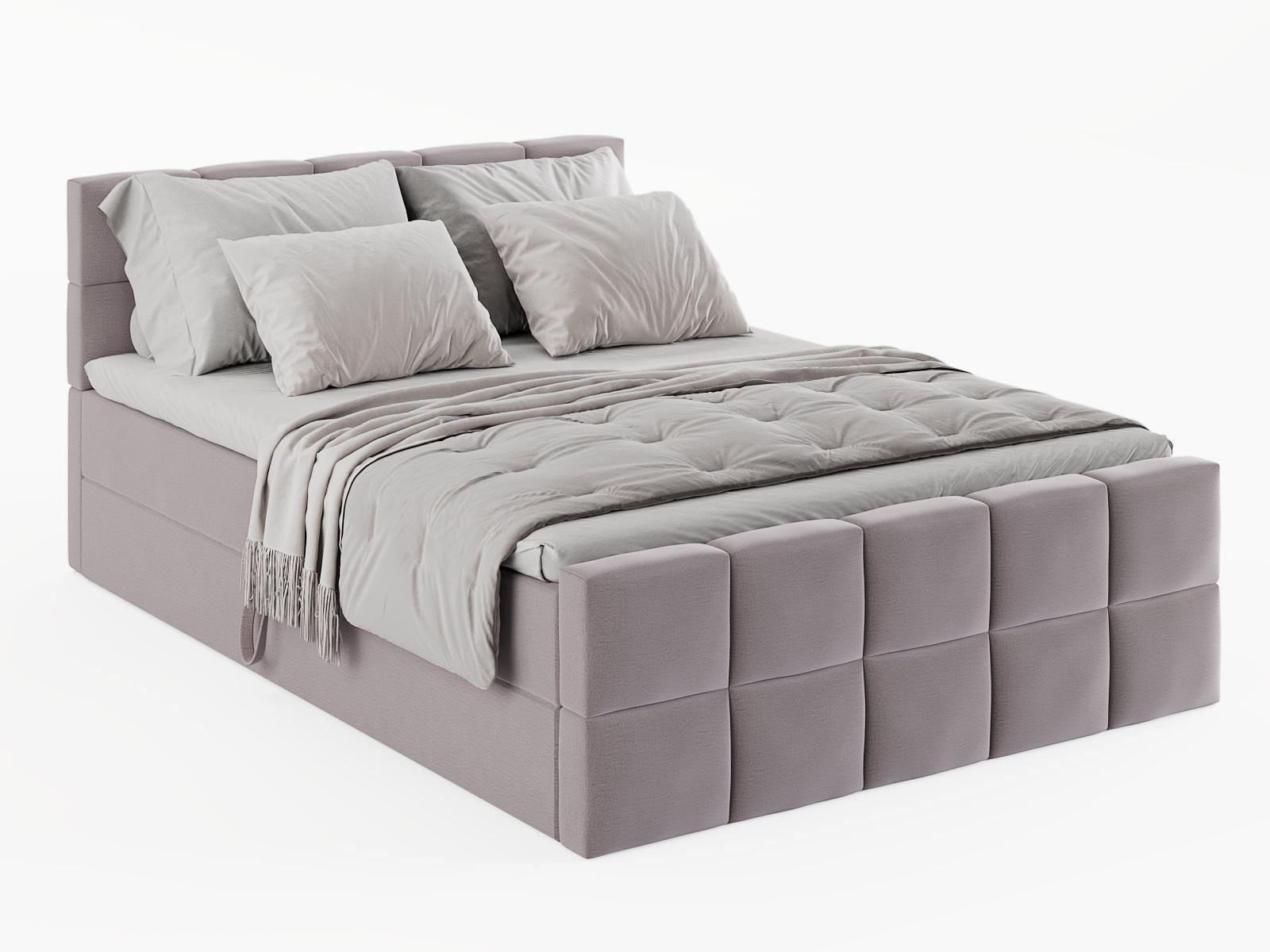 BOXBETT Vanessa 200/200 cm, in Hellrosa, Velours-Stoff, Bettkasten, Matratze, Topper - Hellrosa, Textil (200/200cm) - Barchello