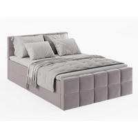 BOXBETT Vanessa 200/200 cm, in Hellrosa, Velours-Stoff, Bettkasten, Matratze, Topper - Hellrosa, Textil (200/200cm) - Barchello