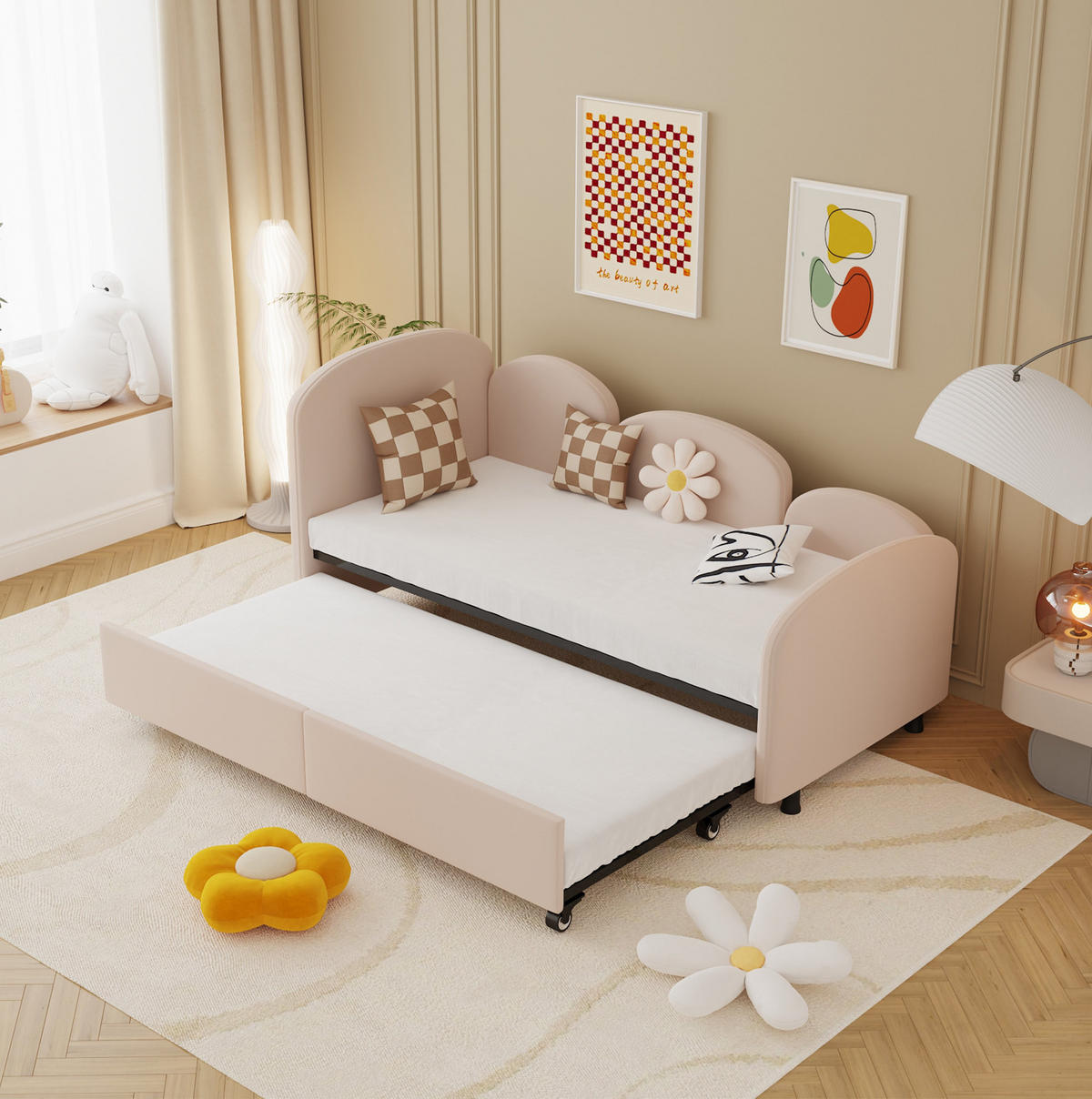 KINDERBETT 90/200 cm Pink aus Samt und Eisen mit Schublade - Pink, Metall (90/200cm) - OKMYHOME