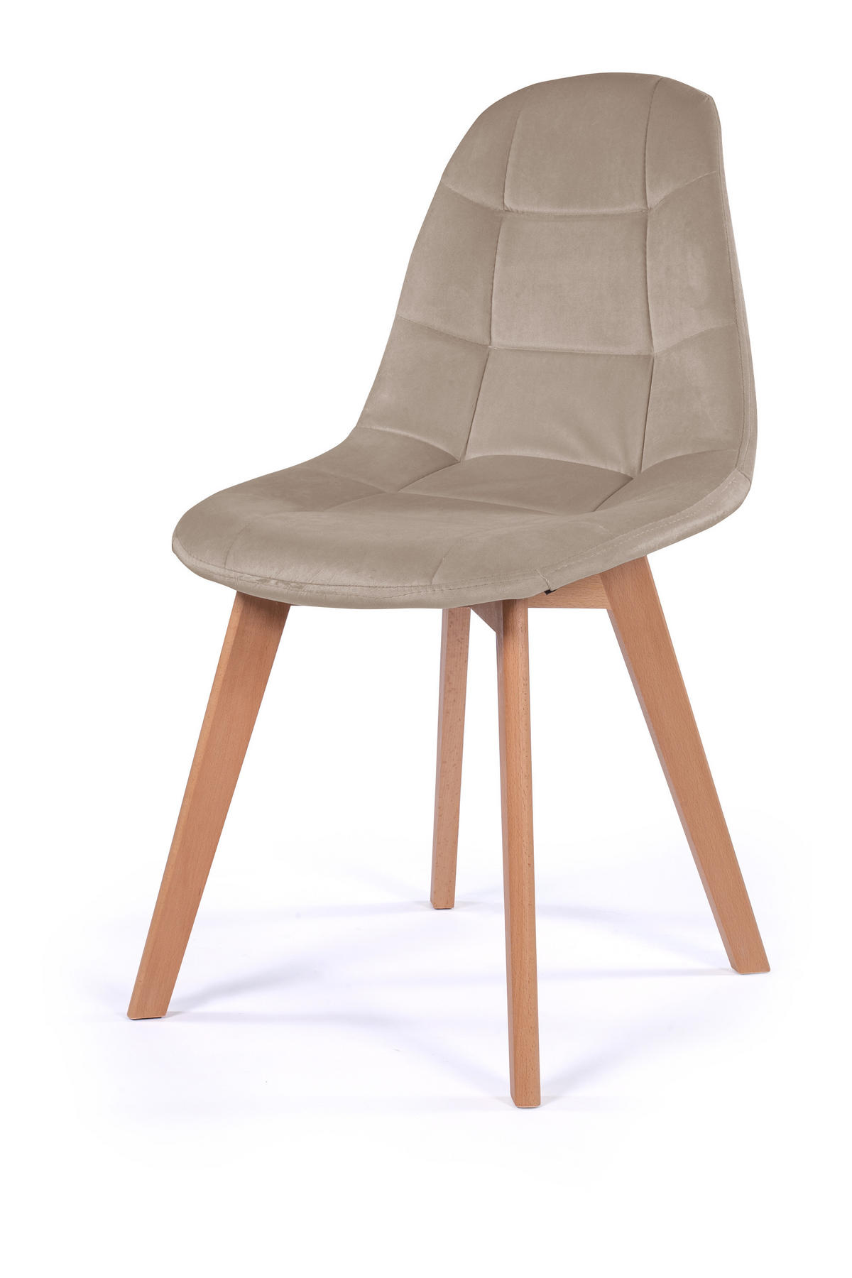STUHL VEGAS im skandinavischen Stil - dunkelbeige - Samt Velours - Beige/Naturfarben, Holz/Kunststoff (47/86/42cm) - NEW HOME