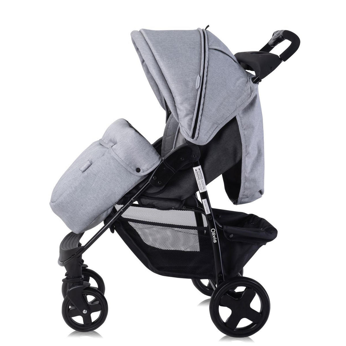 BUGGY Olivia grau Zubehörbox, Fußabdeckung, verstellbar, Korb - Grau, Metall (80/49/100cm) - Lorelli