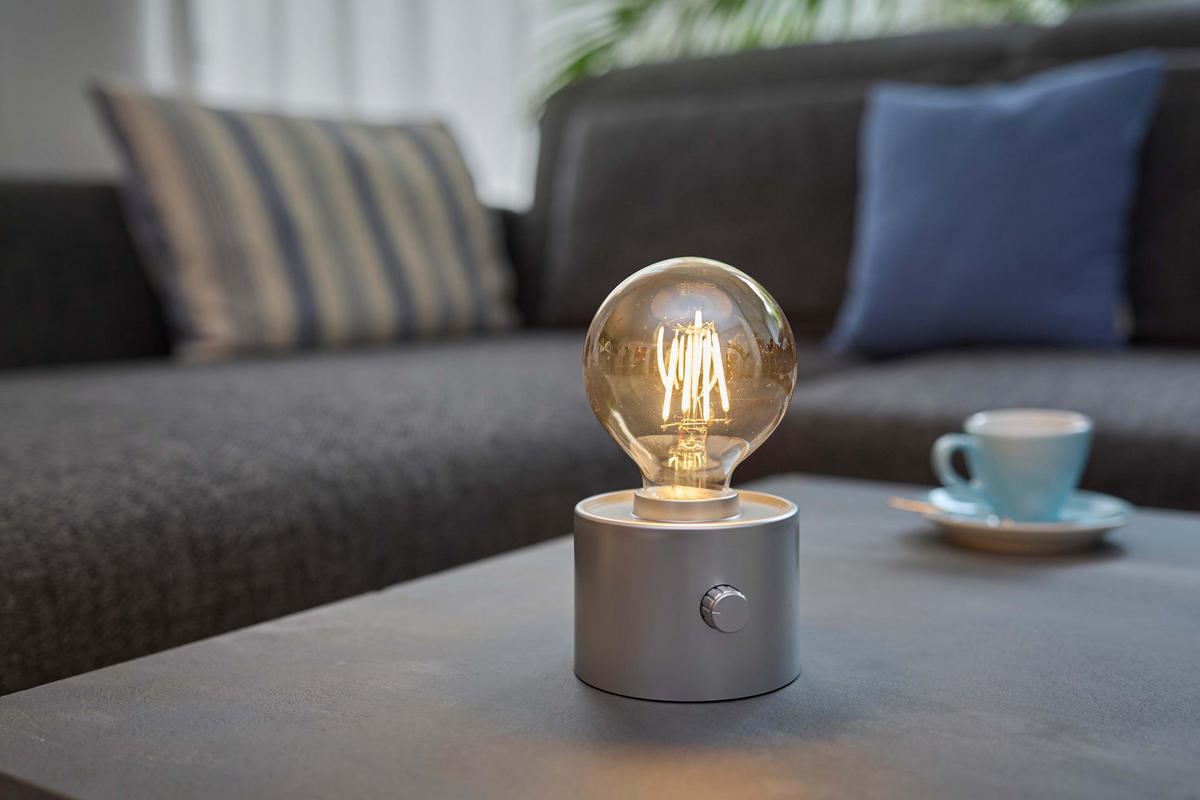 LED-TISCHLAMPE Vintage Edison dimmbar 10x9x16cm 2er-Set Silber matt - Silberfarben, Kunststoff (10/8.7/16cm) - Northpoint