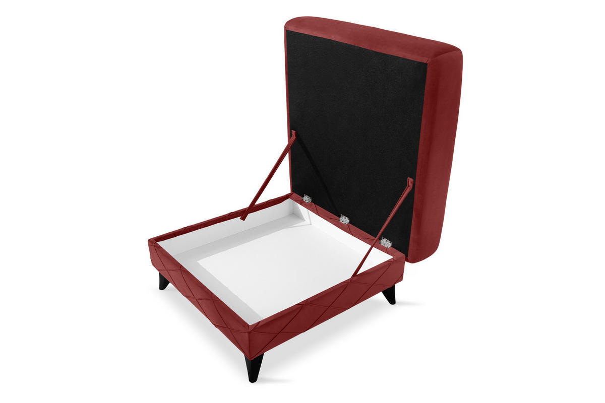 POUF GUSTAVO III Velours, Bordeaux - Bordeaux, Holz/Holzwerkstoff (92/49/92cm) - KONSIMO®