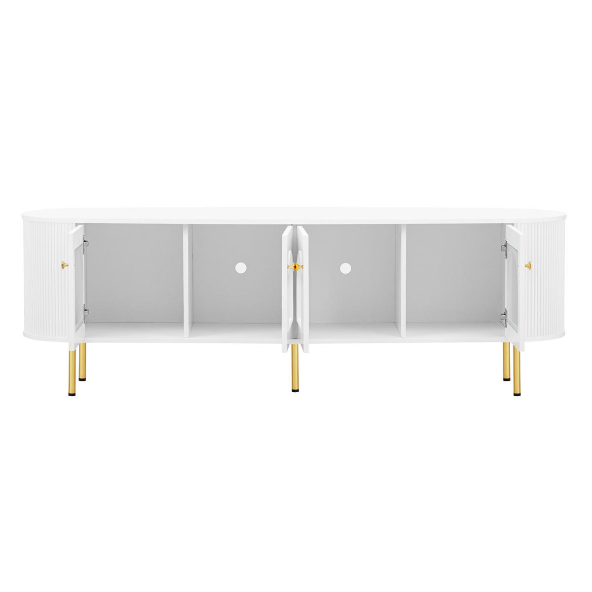 LOWBOARD 170/35/55 cm aus MDF mit 4 Glastüren Weiß/Gold - Weiß, Holzwerkstoff (170/55/35cm) - Modenvie