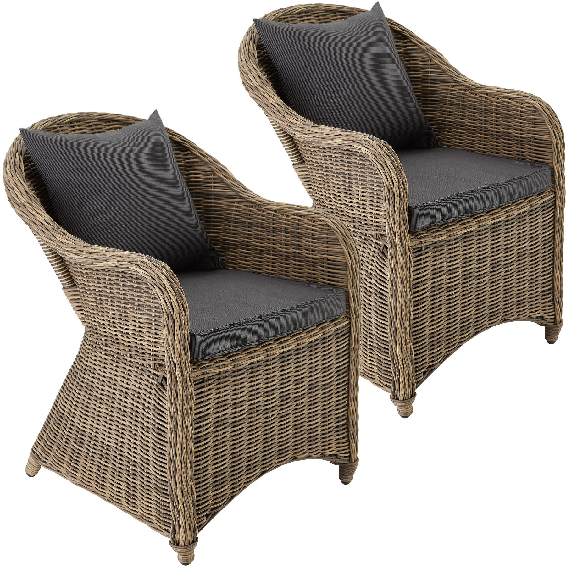 RATTANSESSEL 2er Set, 71 x 60 x 84 cm,natur - Naturfarben, Kunststoff (60/84/71cm) - tectake