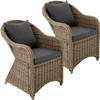 RATTANSESSEL 2er Set, 71 x 60 x 84 cm,natur - Naturfarben, Kunststoff (60/84/71cm) - tectake