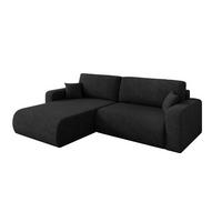 ROHOVÁ SEDAČKA s funkcí spaní, otoman vlevo BERY-L 276x193x88 černá velur - černá, kompozitní dřevo/textil (276/193cm) - ALTDECOR