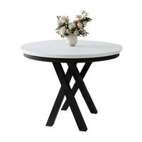 ESSTISCH rund ausziehbar DAST Weiß - Schwarz/Weiß, Holzwerkstoff/Metall (100/100/77cm) - Compleo24
