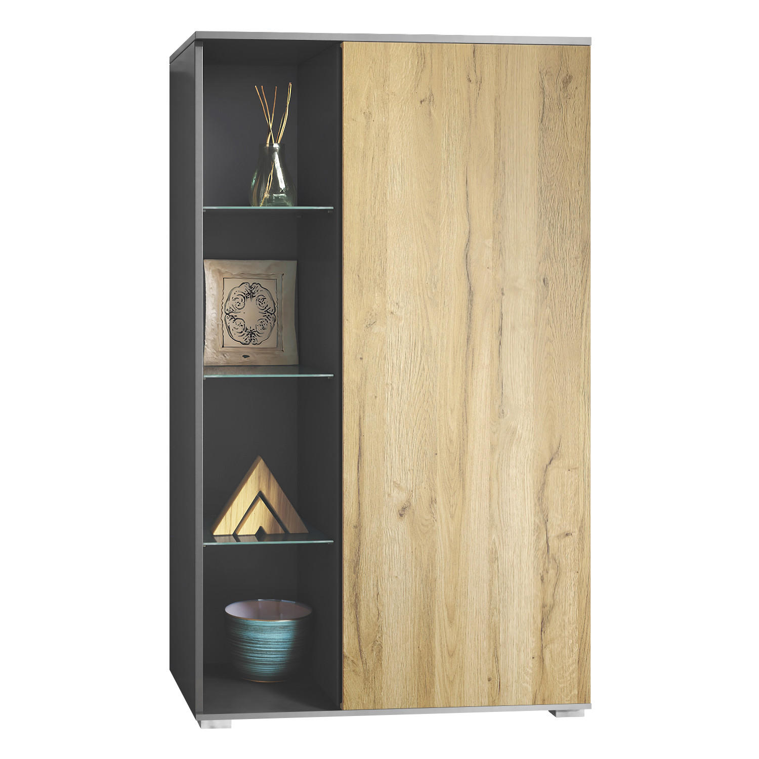 Vladon Vitrine Eiche 71.5x134x35 cm