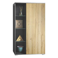 VITRINE Davos Eiche Natur - Eichefarben, Holzwerkstoff (71.5/134/35cm) - Vladon