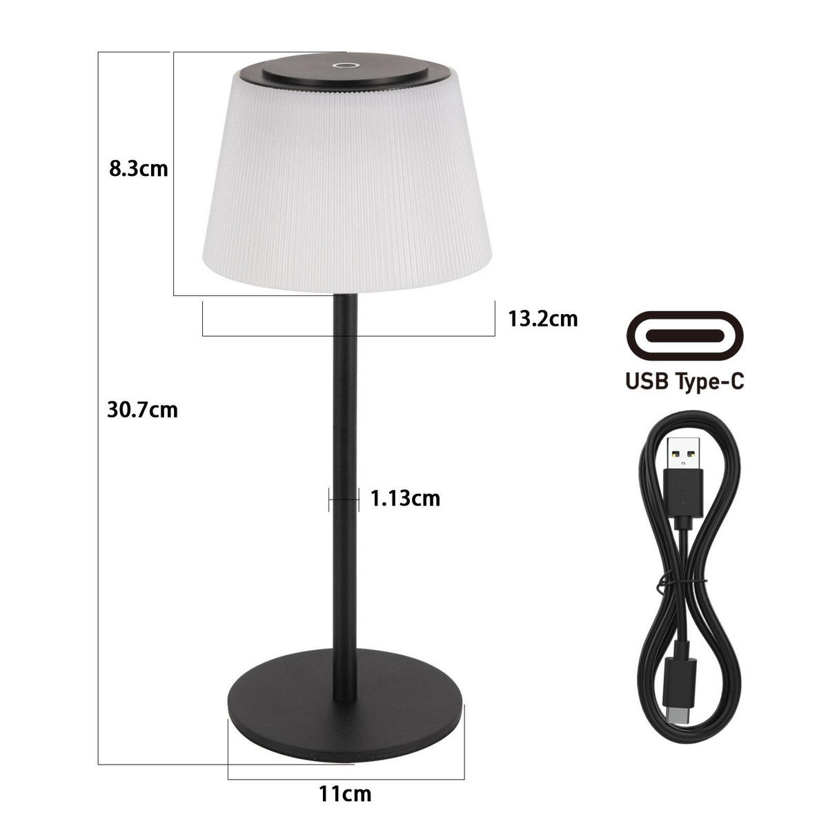 LED stolní lampa Abderhalden 13/13/30,5 cm - černá, plast (13/13/30.5cm) - Nettlife