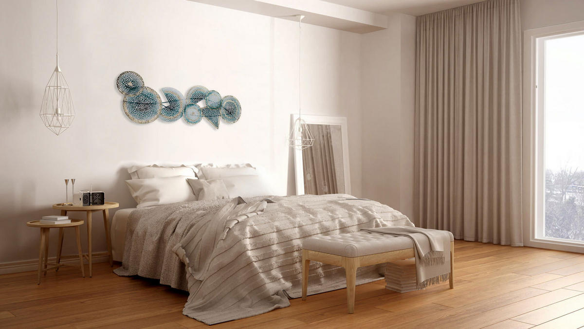 WANDDEKO Türkis 120/40 cm - Türkis, Metall (2/40/5cm) - KUNSTLOFT