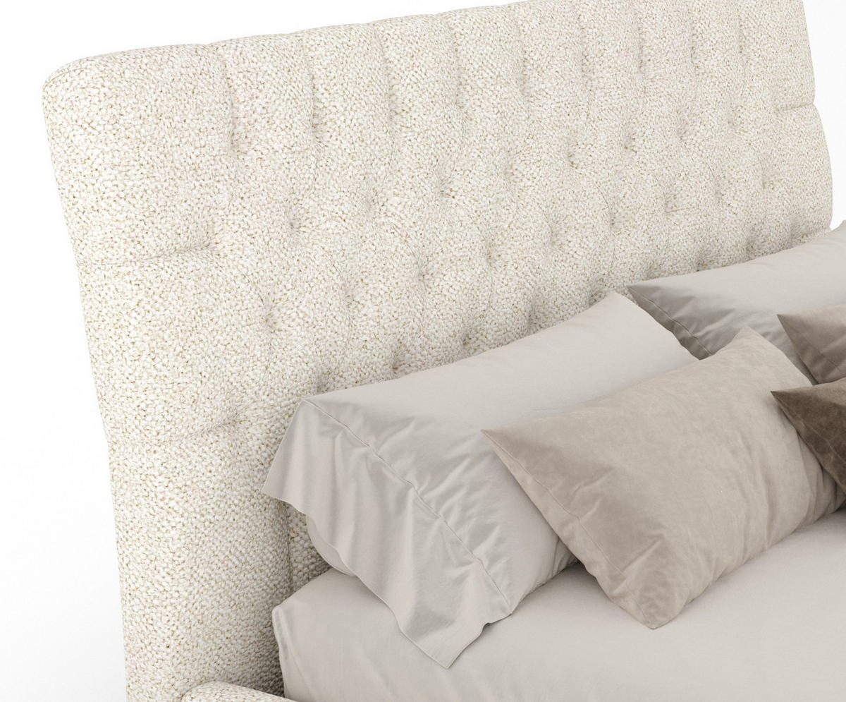 POLSTERBETT Vezzola Creme 160/200 cm im Plüsch-Stoff - Creme/Naturfarben, Holz/Holzwerkstoff (160/200cm) - Maison de Reve