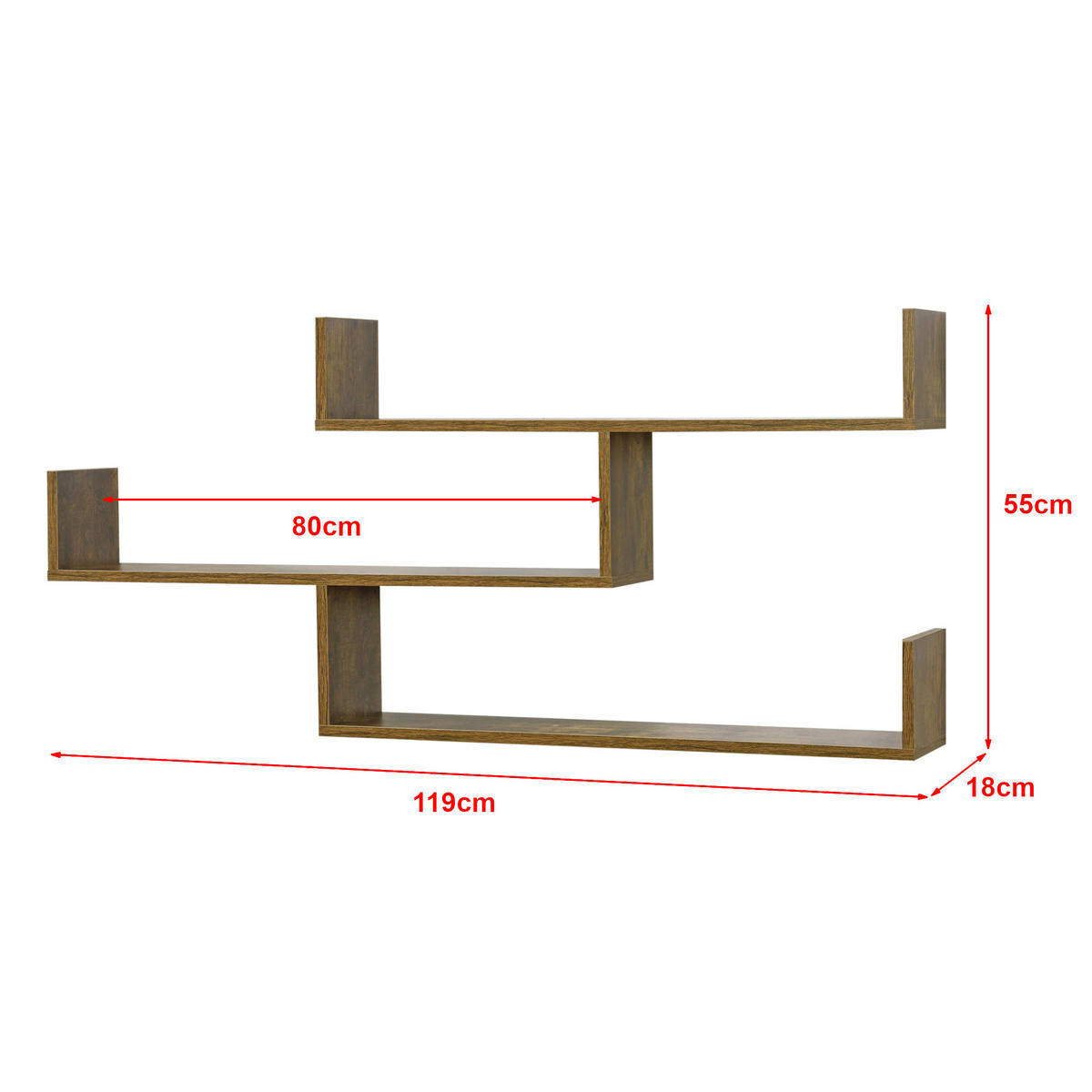 WANDREGAL Grimstad - Dunkelbraun, Holzwerkstoff (119/55/18cm) - [en.casa]