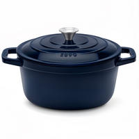SCHMORTOPF ALMA25 Marineblau, Runder Schmortopf aus emailliertem, Gusseisen 25 cm, Fassungsvermögen 4,7 L - Schwarz, Metall (34.5/31.5/17cm) - La Fonderie 1890