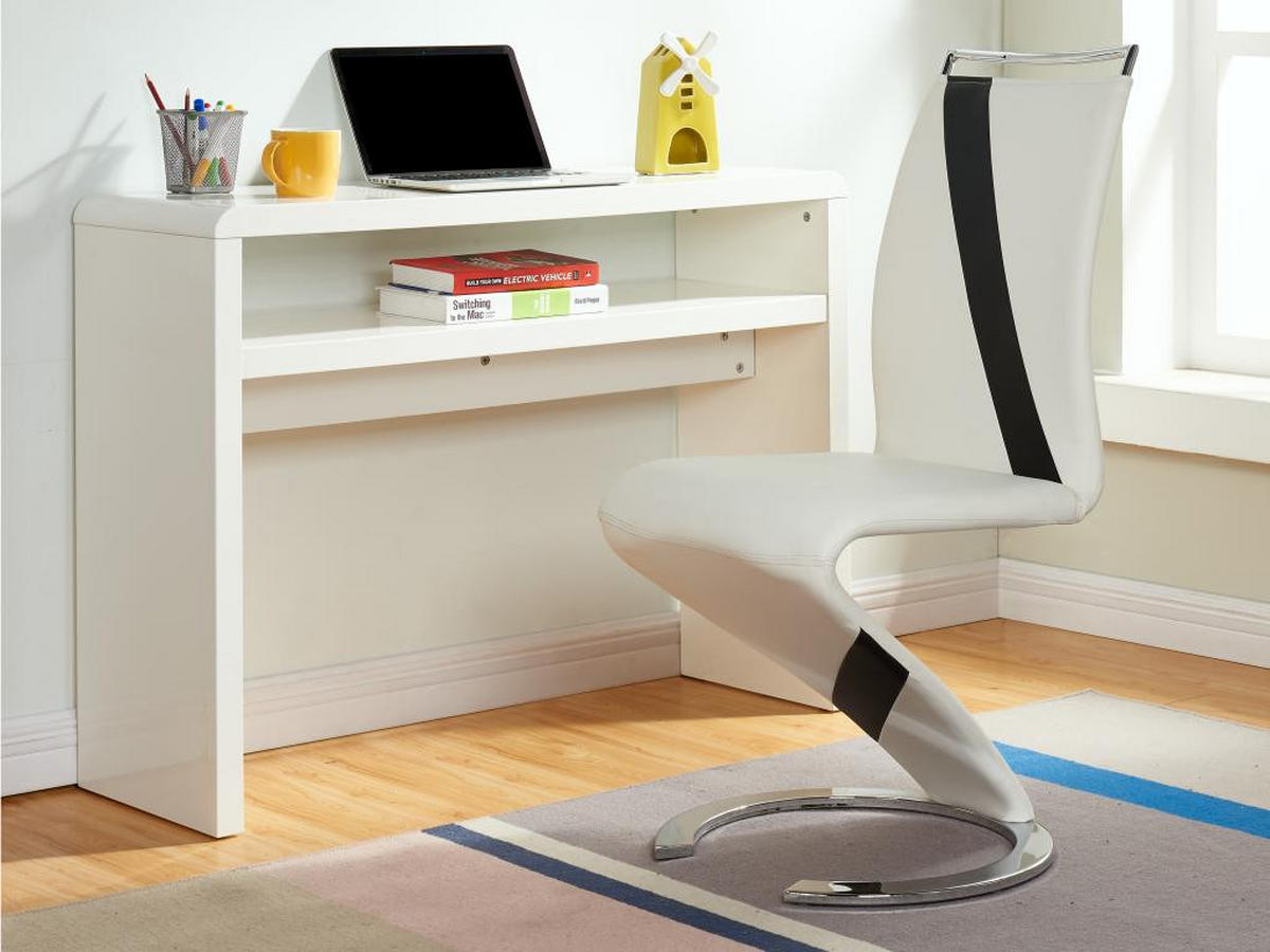 STUHL Freischwinger 2er-Set - Kunstleder - Weiß & Schwarz - TWIZY - Weiß, Leder (49/100/61cm) - Vente-Unique