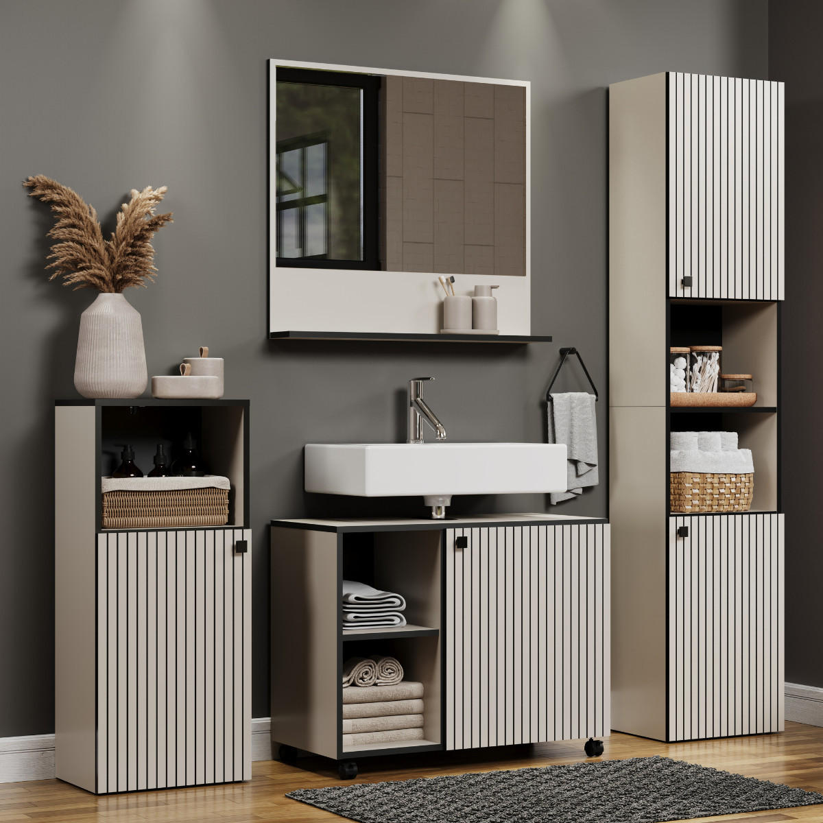 WANDSPIEGEL PureBliss Hellgrau - Hellgrau, Holzwerkstoff (80/74/14cm) - Trendteam