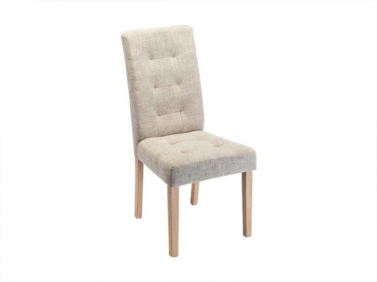 STUHL 2er-Set - Stoff & Holz - Beige - VILLOSA - Creme, Textil (61/100/48cm) - Vente-Unique