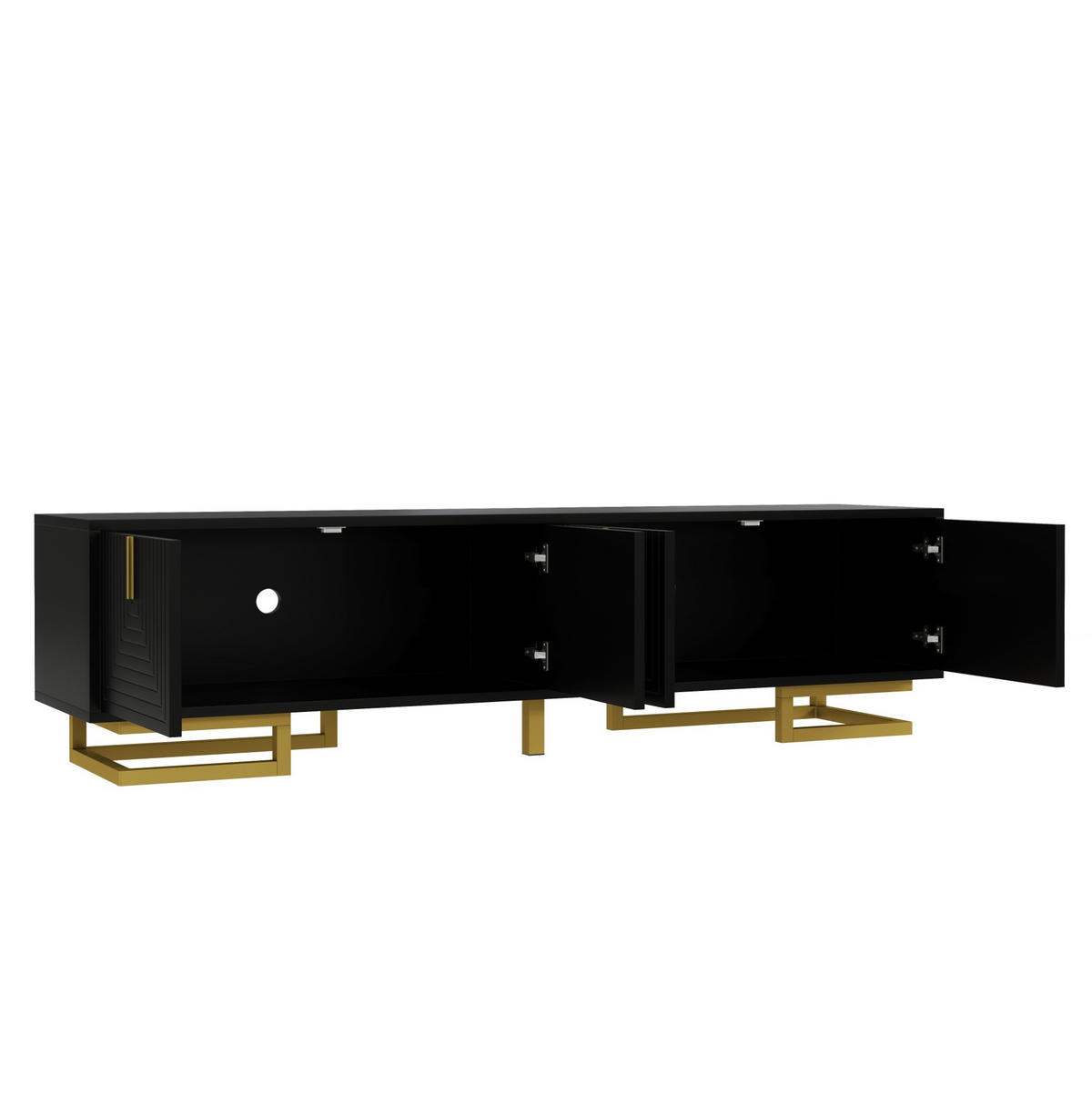 TV-LOWBOARD 160/38/44,5 cm mit 4 Türen und Soft-Close in Schwarz - Schwarz, Holzwerkstoff (160/44.5/38cm) - BEAOK