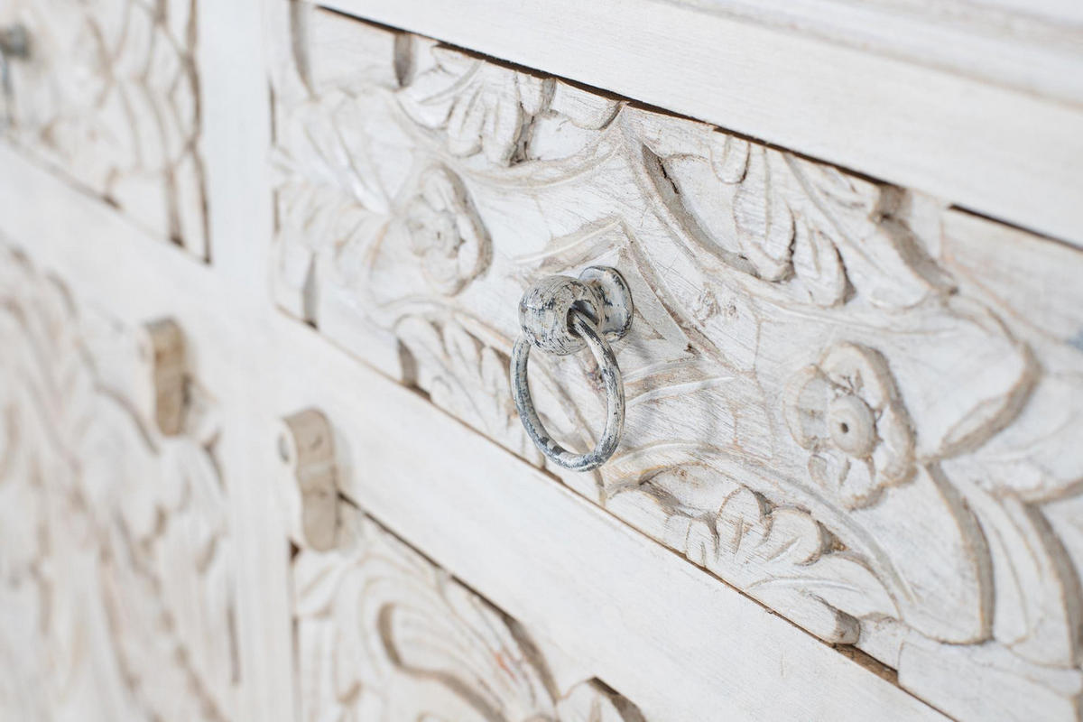 SIDEBOARD aus gealtertem weißem Mangoholz - Perlmutt, Holz (40/100/180cm) - Giner y Colomer