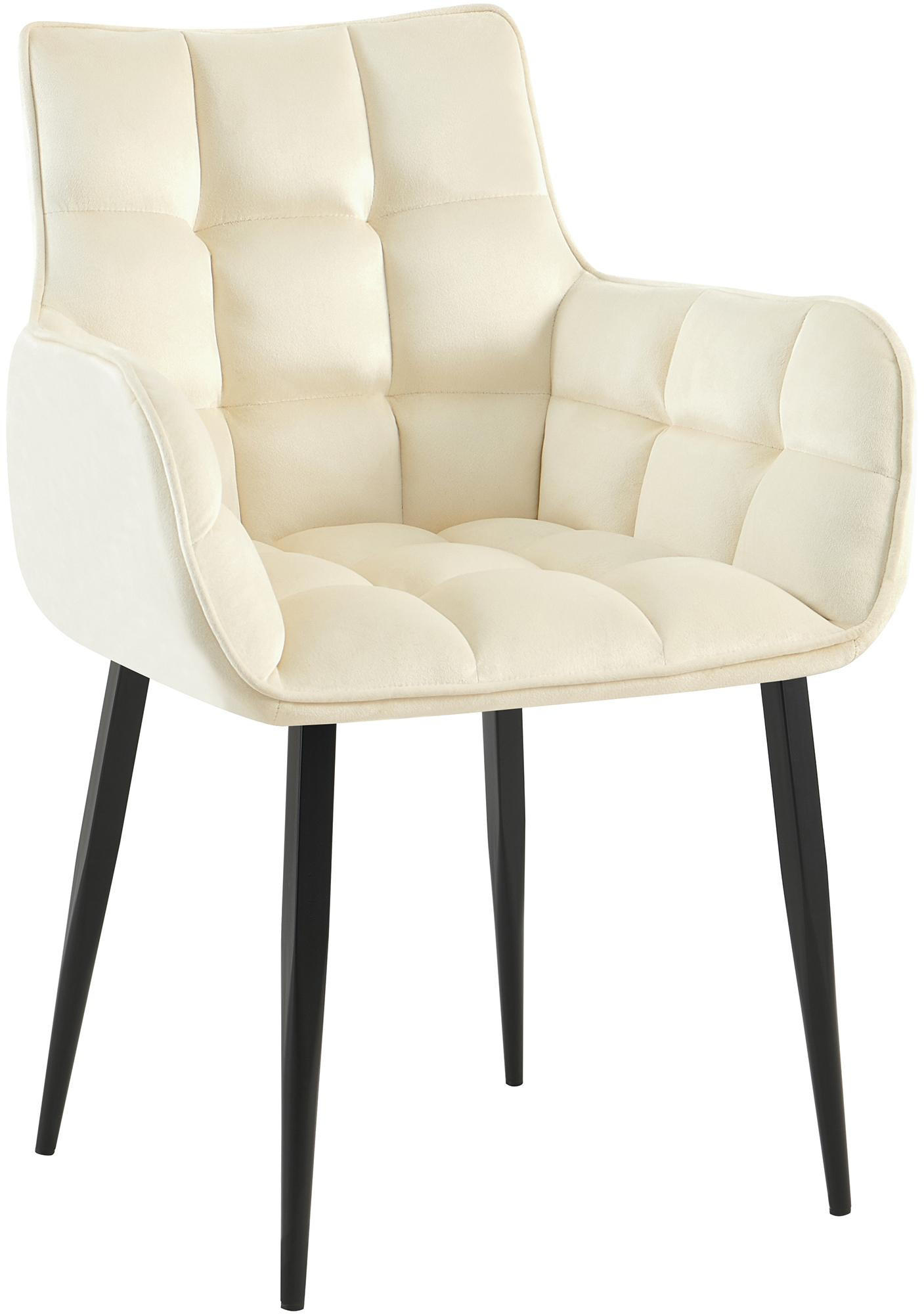 ARMLEHNENSTUHL Samt Creme - Creme/Schwarz, Textil/Metall (62/87/59cm) - CLP