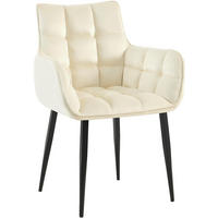 ARMLEHNENSTUHL Samt Creme - Creme/Schwarz, Textil/Metall (62/87/59cm) - CLP