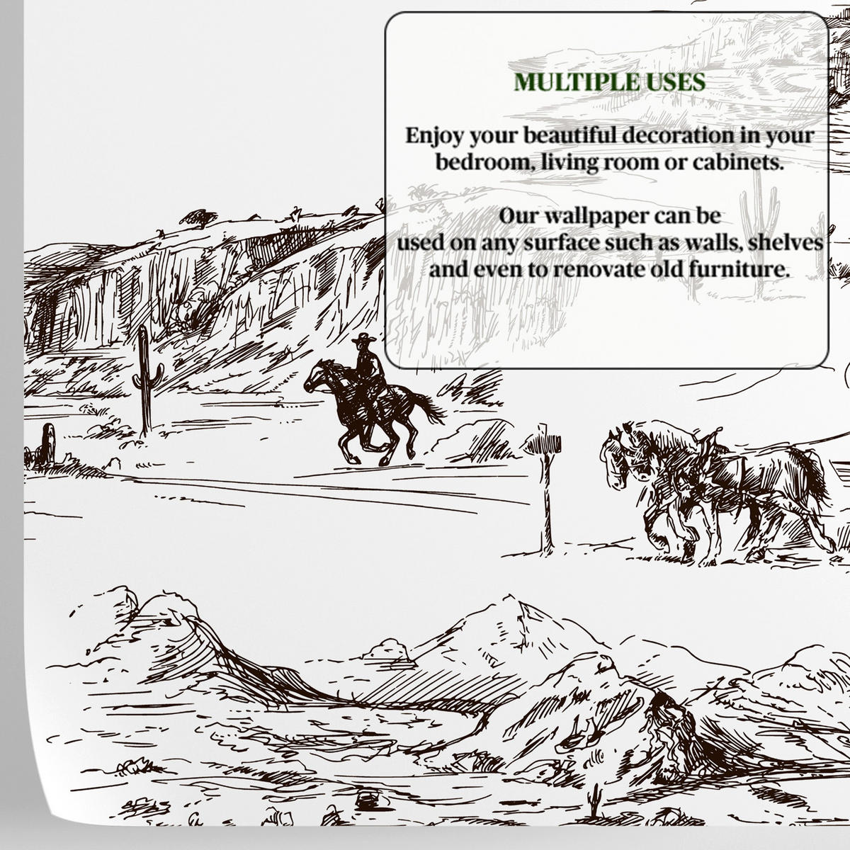 TAPETE Western aus echtem Papier, 200x280cm, 8 Bögen - Braun, Papier (200/280cm) - WALLPAPERS4BEGINNERS