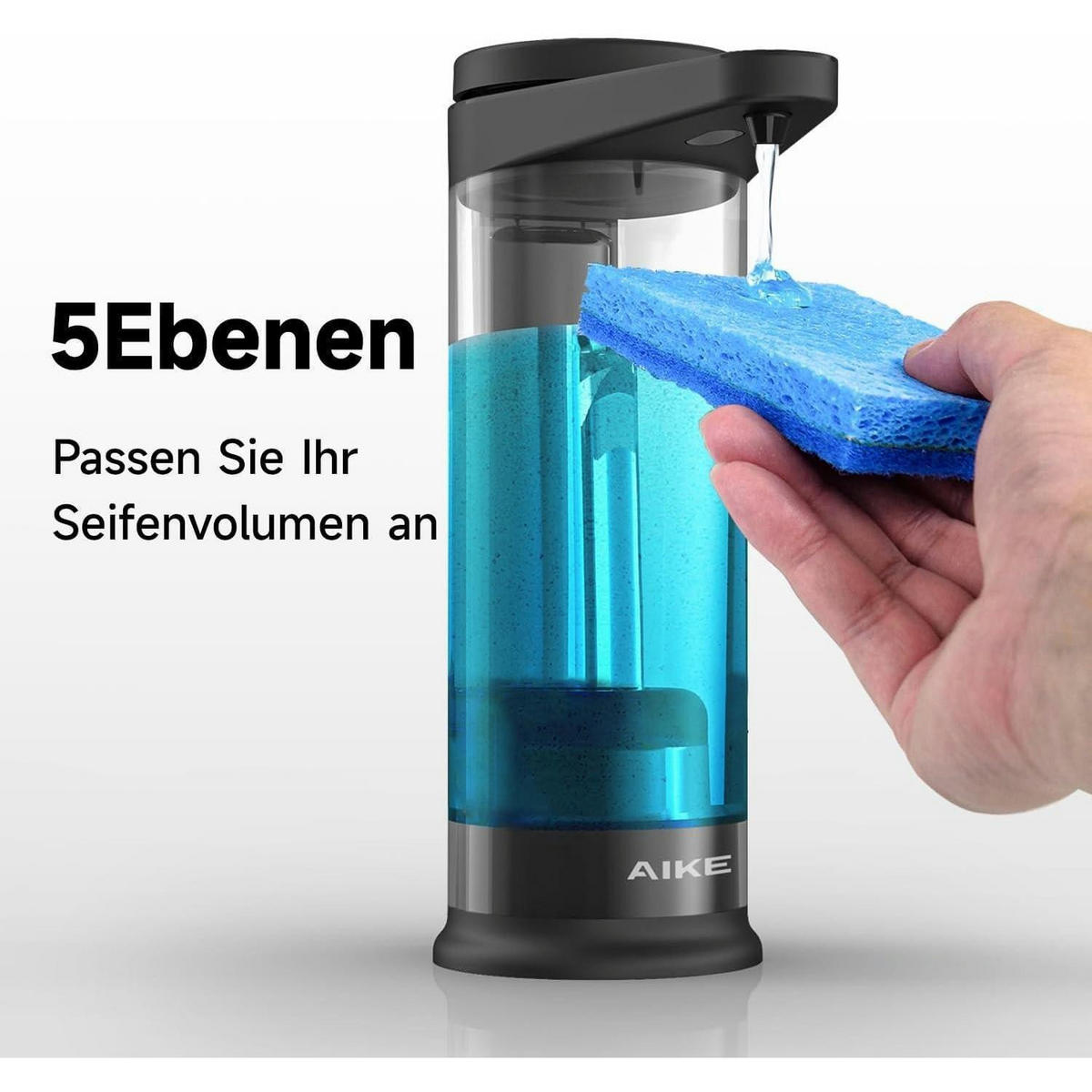 AUTOMATISCHER Seifenspender mit Infrarotsensor 500ml Schwarz - Schwarz, Kunststoff (8.5/23/16cm)