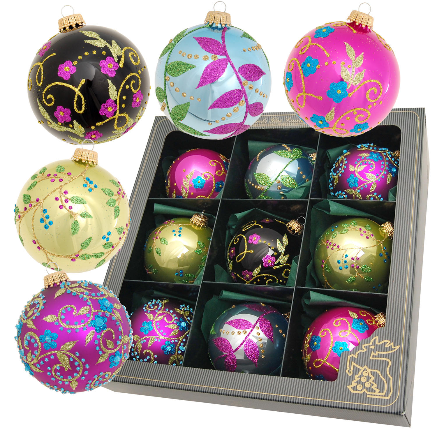 Krebs Glas Lauscha Christbaumkugeln Mehrfarbig 8x8x8 cm