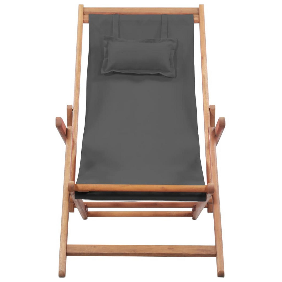KLAPPBARER Strandstuhl Stoff Und Holzrahmen Grau - Grau, Holz (60/95/127cm) - vidaXL