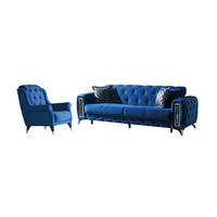 SITZGARNITUR Rosario, Blau Stellvariante 2+1 - Blau, Holzwerkstoff/Kunststoff (160/80/100cm)